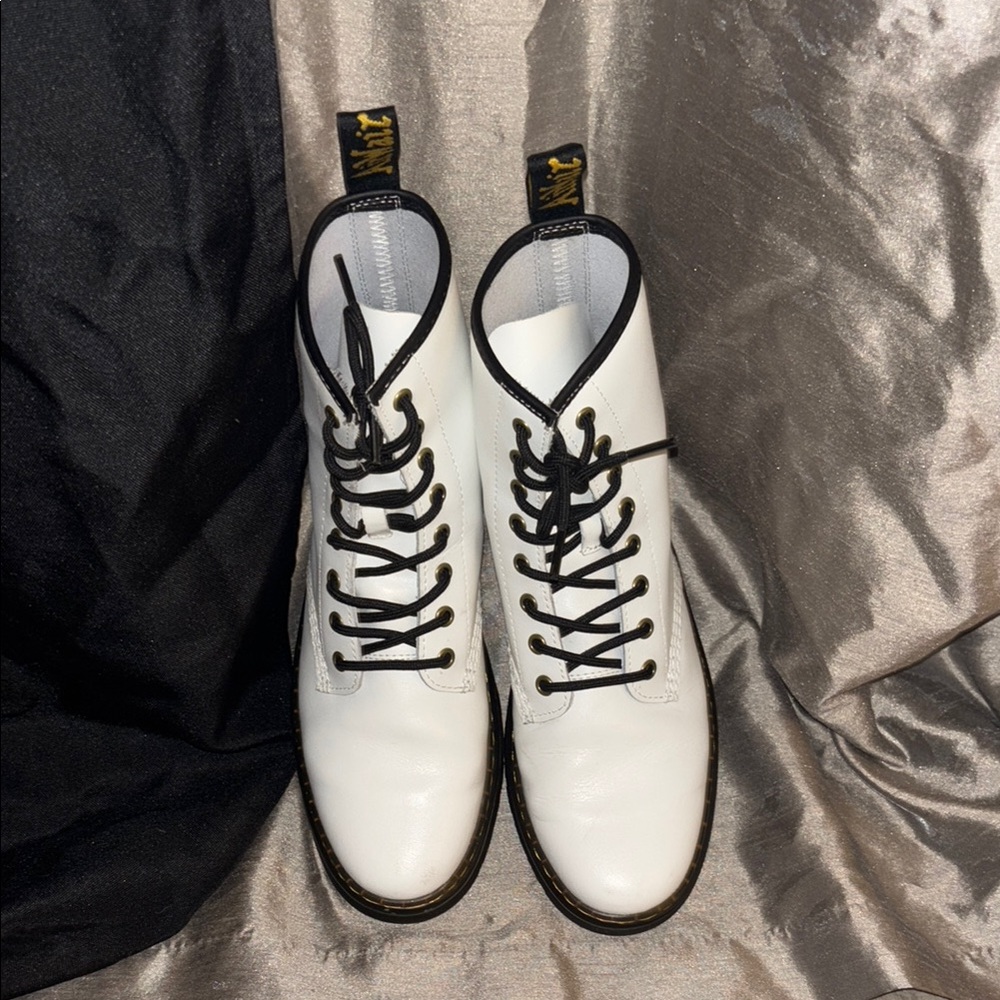 Dr. Martens White Boots with Black Laces